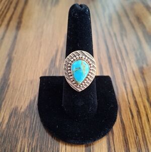 Ring Copper Turquoise Natural Stone Size 7.5